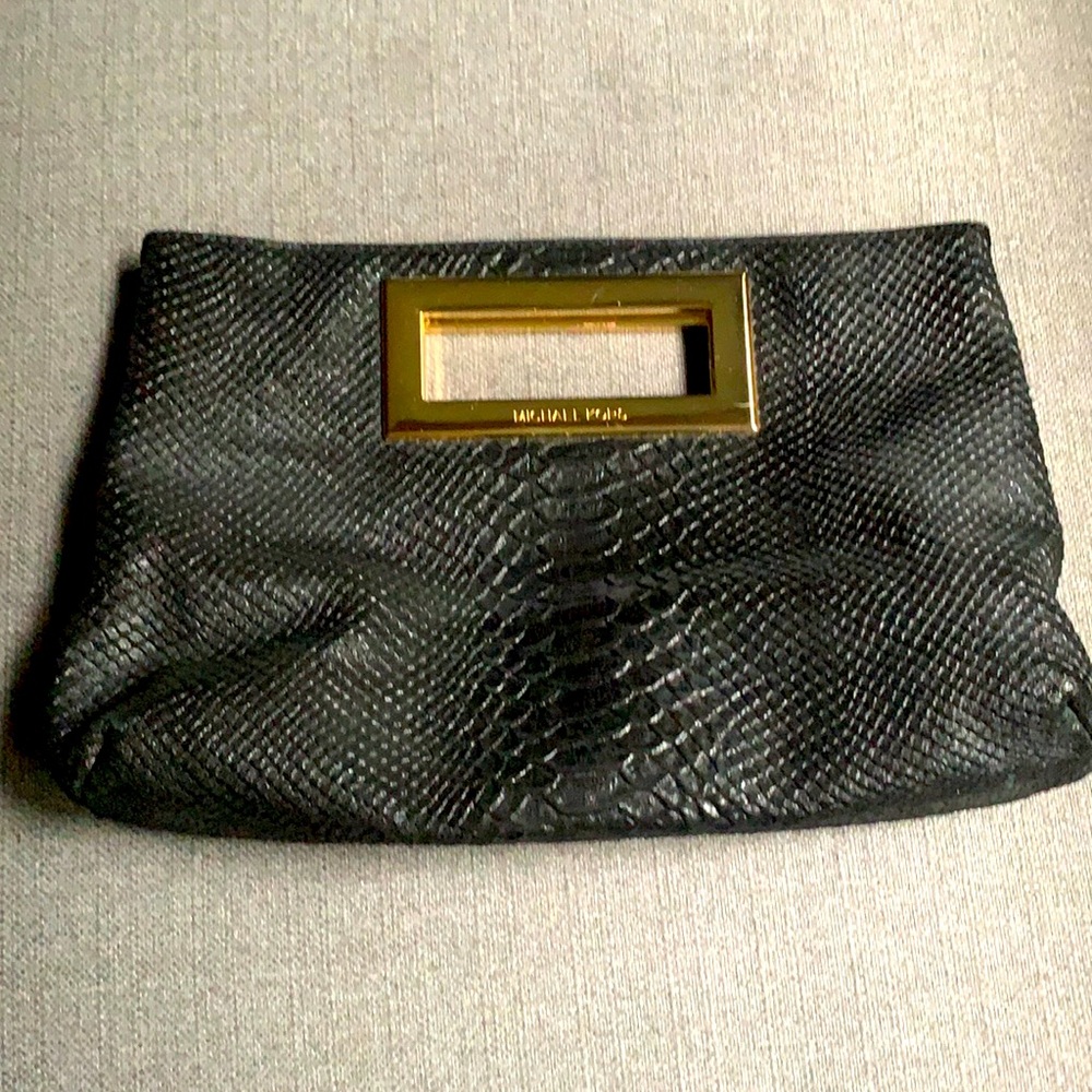 Michael Kors clutch snakeskin embossed leather